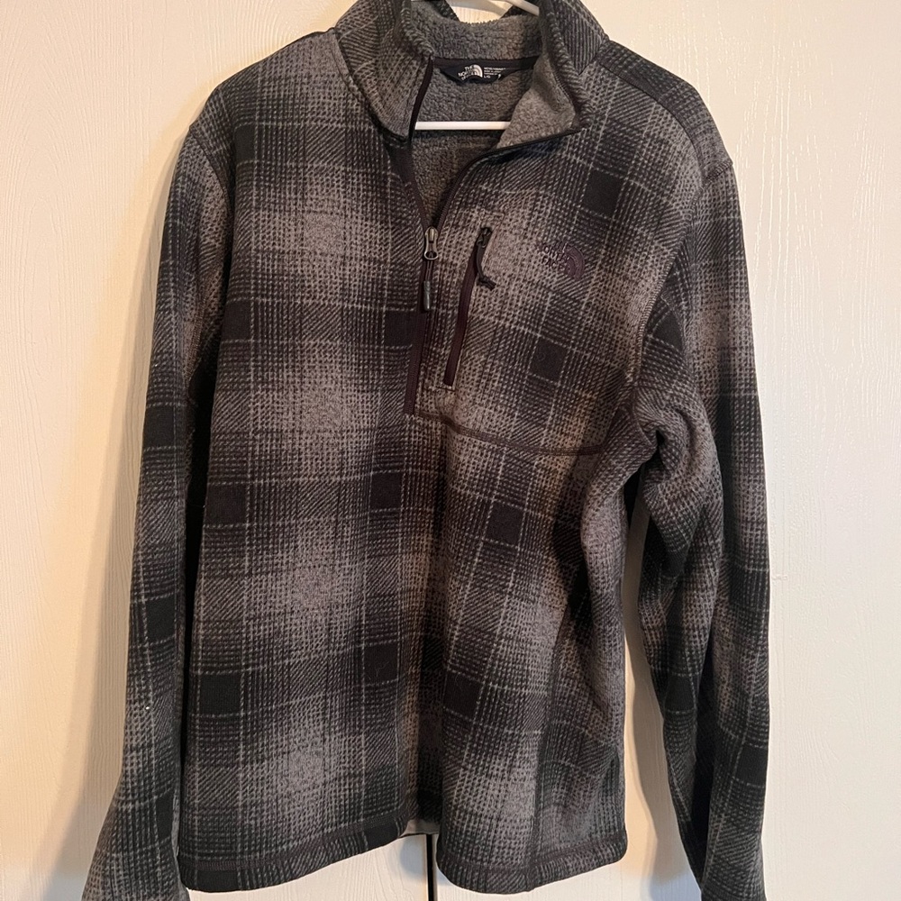 The North Face Mens Novelty Gordon Lyons 1/4 Zip Monument Grey Ombre Plaid Print